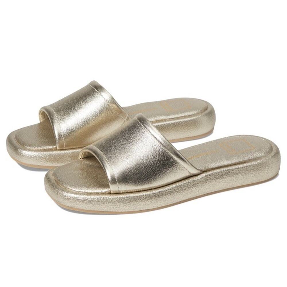 Dolce Vita Aisha Platform Slide Sandals Sz 9Gold Leather Slip On Casual Comfort